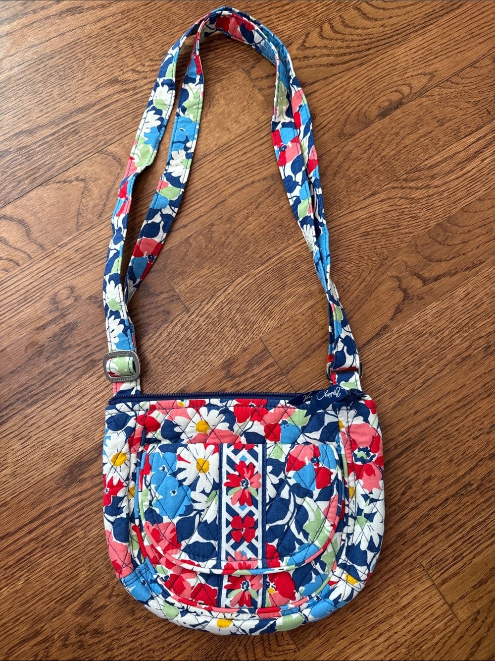 Vera Bradley Navy Multicolor Floral Quilted Shoulder Bag